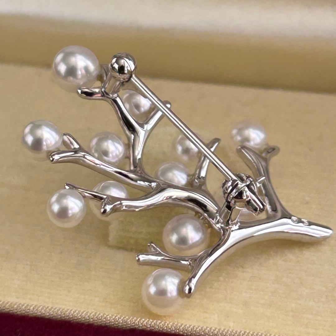 MIKIMOTO 幸福の木ブローチSサイズ　silverベビーあこや