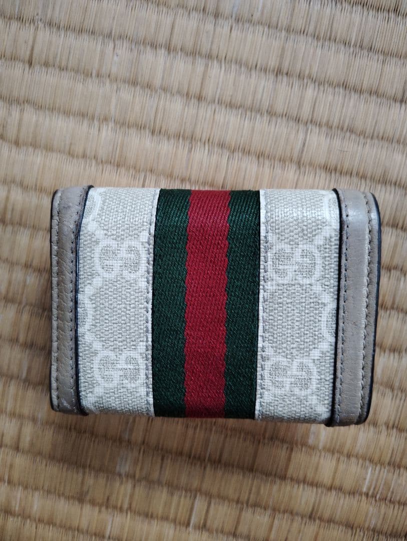 Gucci　マーモント 二つ折り財布 ベージュ/グリーン/レッド