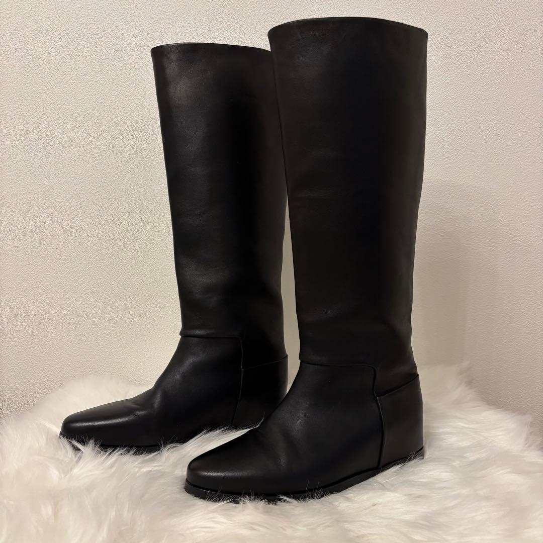 美品REMME レメ ロングブーツ ローヒール 別注 本革 36 黒