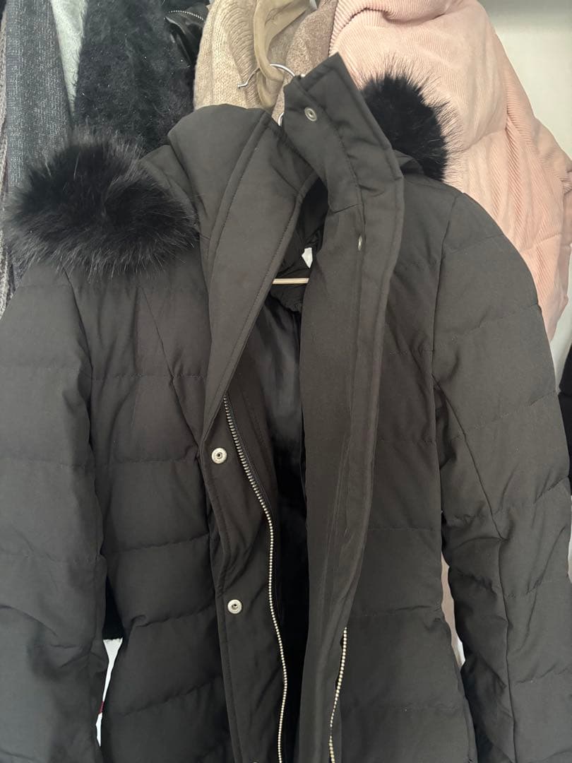 riendaファー付きフード ブラック ダウンジャケット Sサイズ