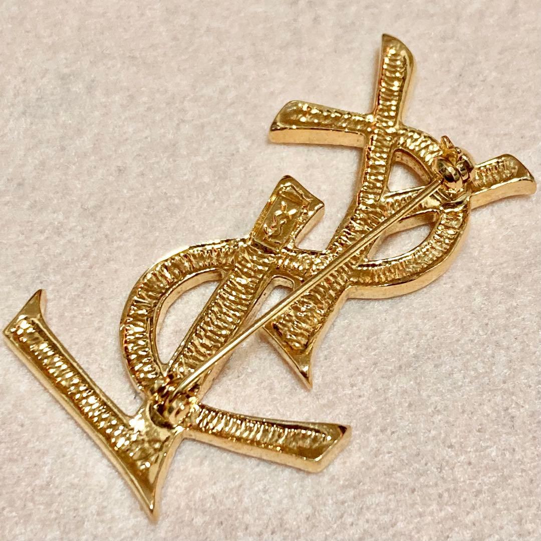 イヴサンローラン ヴィンテージ ブローチ カサンドラ YSLロゴ