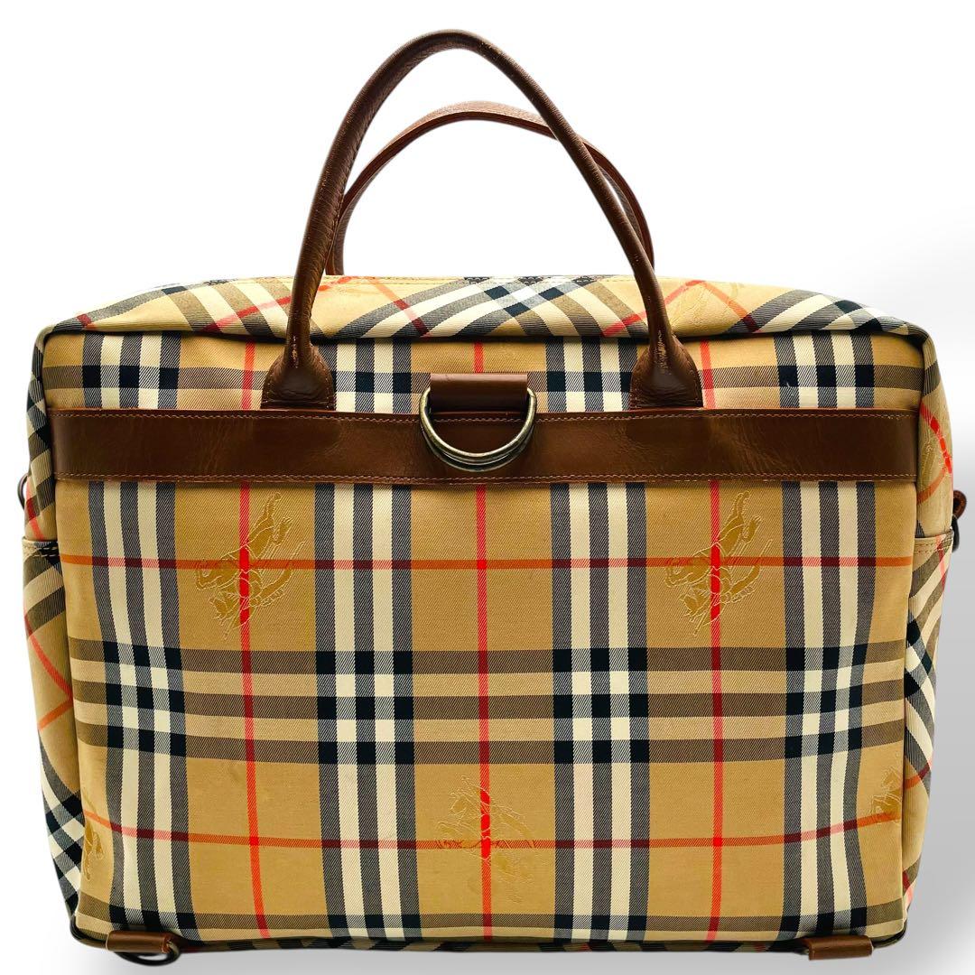 美品 BURBERRY ビジネスバッグ キャンバス ノバチェック シャドーホース