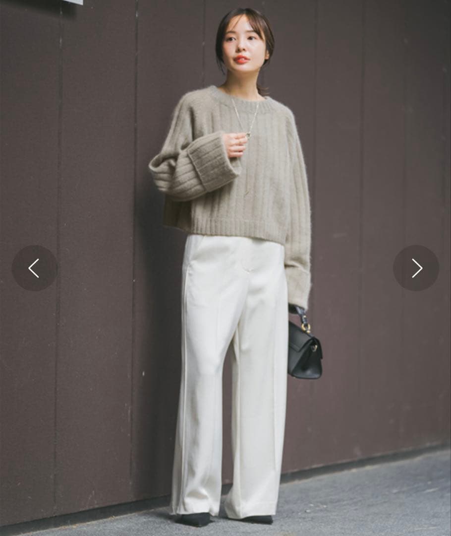 美品＊YAK ワイドリブニットプルオーバー グレー