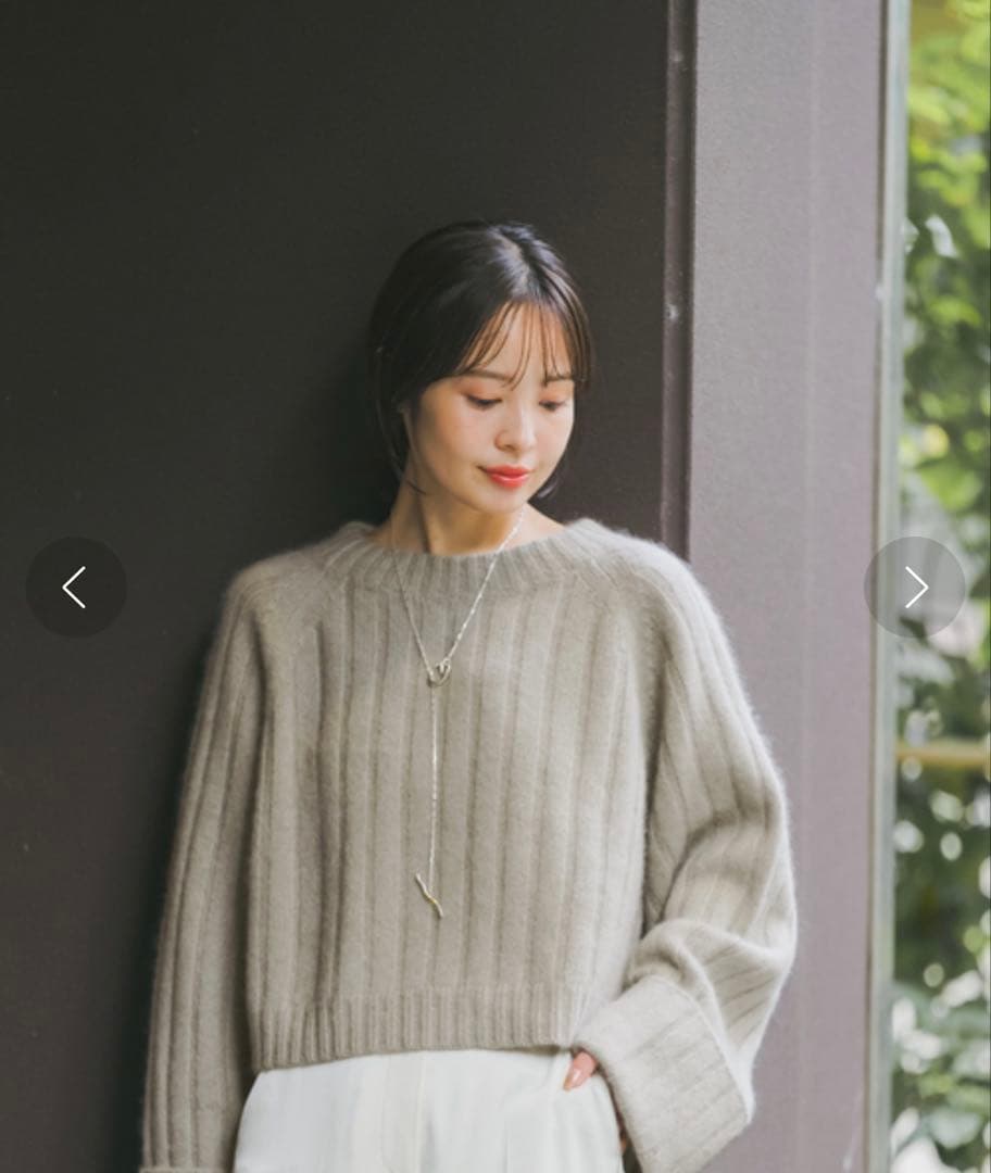 美品＊YAK ワイドリブニットプルオーバー グレー