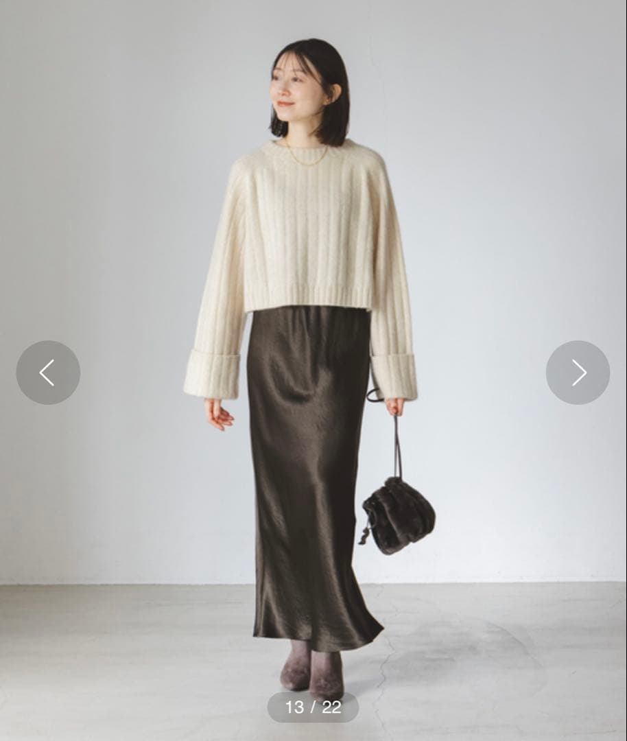 美品＊YAK ワイドリブニットプルオーバー グレー