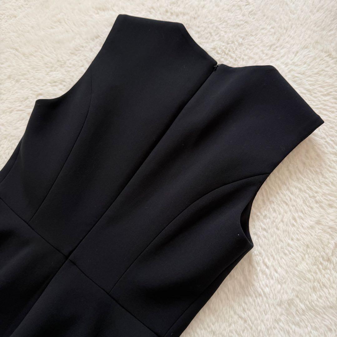 YOKO CHAN スカラップパール ワンピース 黒 38 結婚式 パーティー