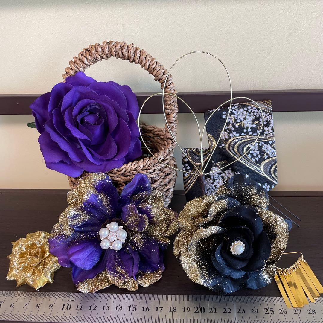 紫　和装髪飾り　振袖髪飾り　成人式髪飾り　結婚式髪飾り　色打掛髪飾り