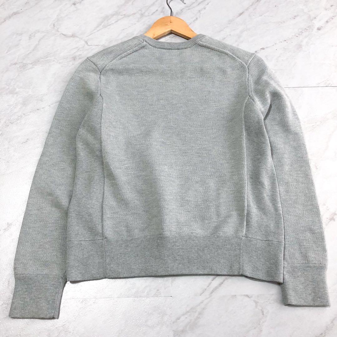 【美品】Drawer 12G インレイ編み クルーネックニット ロゴ グレー 1