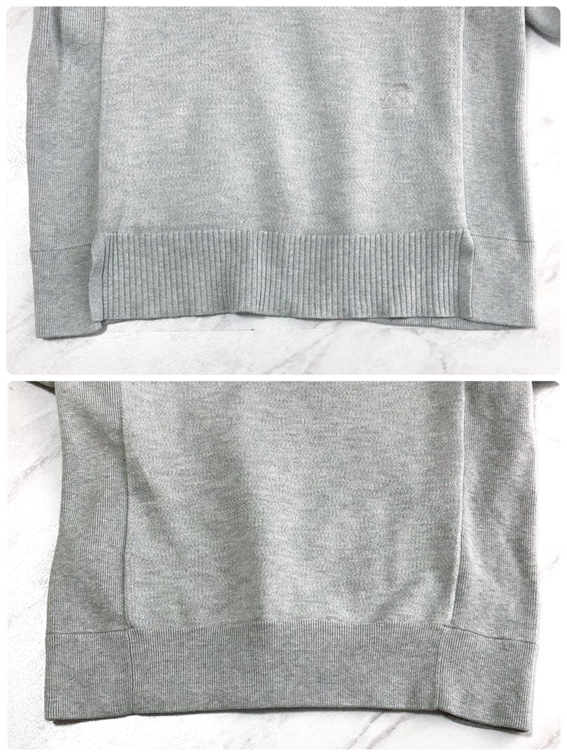 【美品】Drawer 12G インレイ編み クルーネックニット ロゴ グレー 1