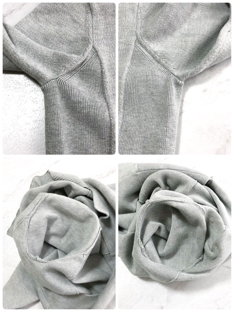 【美品】Drawer 12G インレイ編み クルーネックニット ロゴ グレー 1