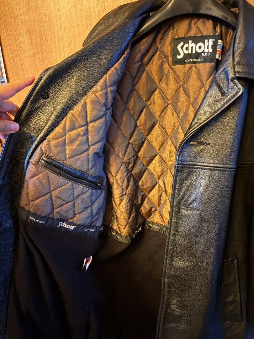 Schott ショット レザージャケット カーコート L XL 黒 USA
