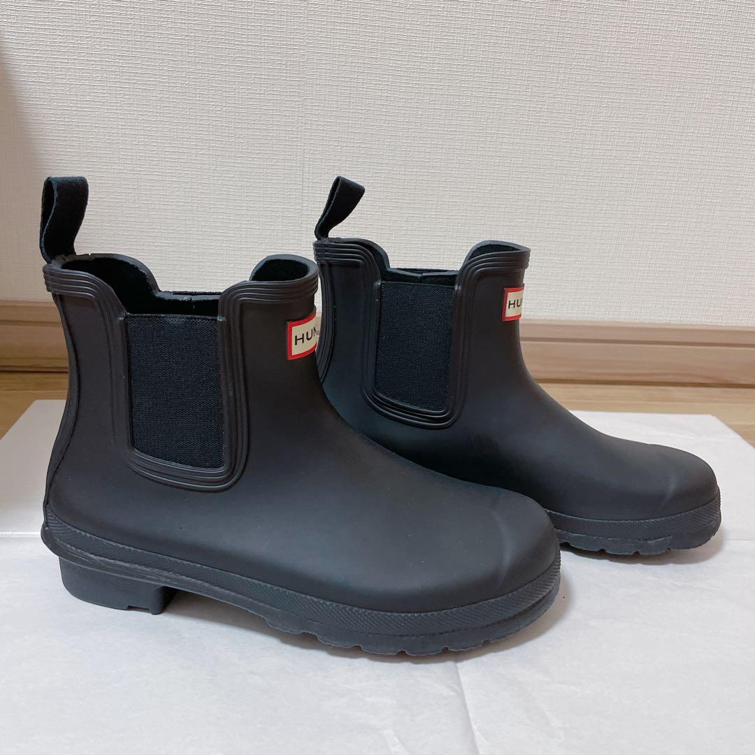新品 HUNTER チェルシーブーツ 黒 ショートレインブーツ