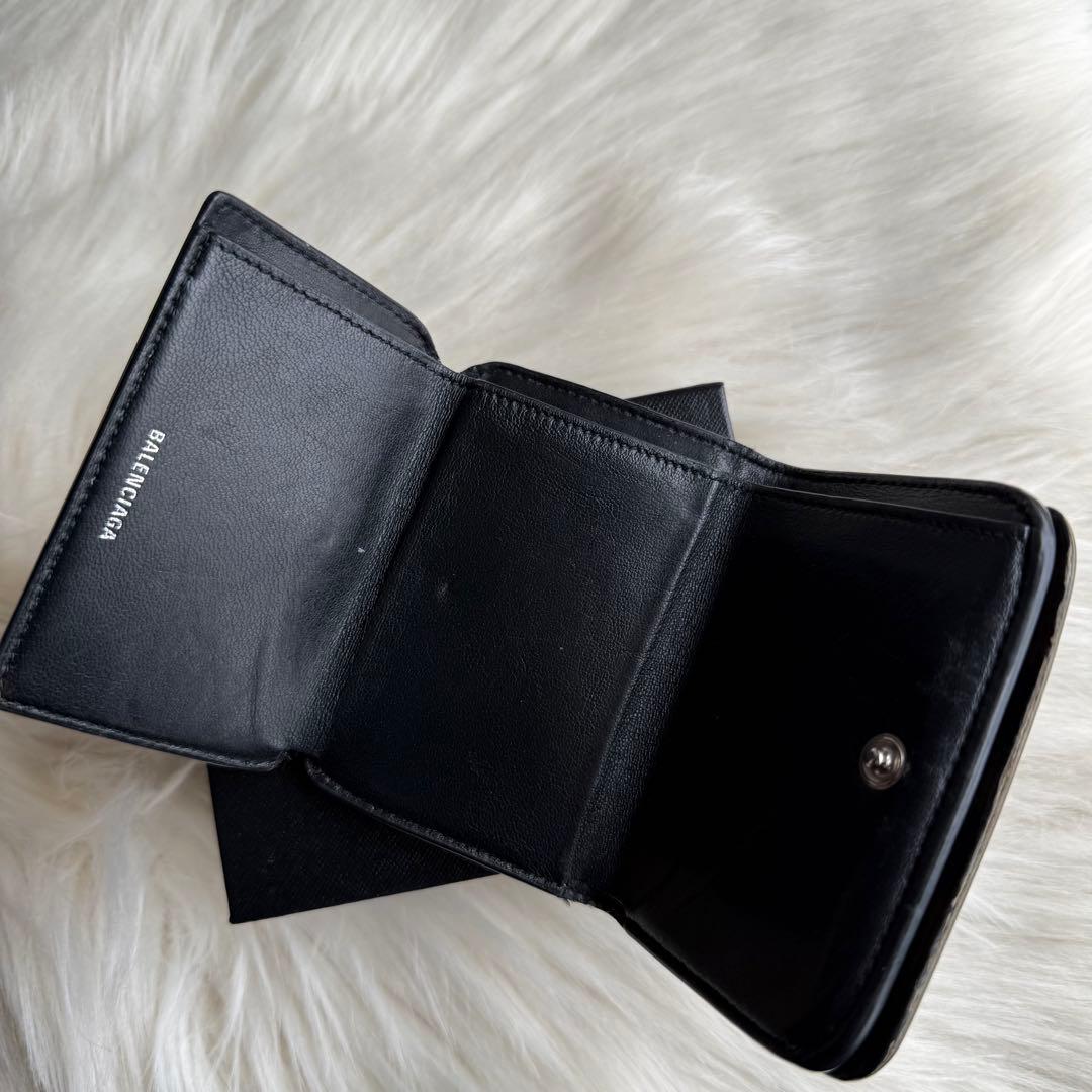 バレンシアガ レザー レオパード コンパクトウォレット 三つ折り財布 ヒョウ柄