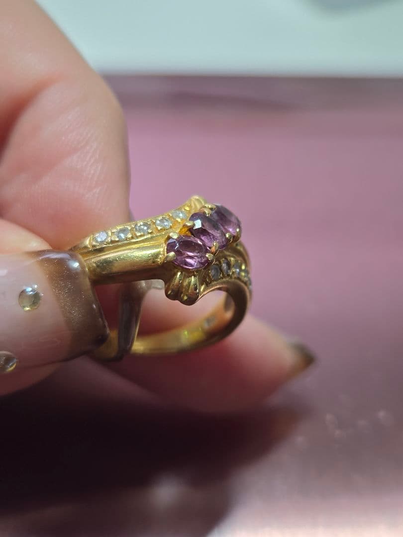 ト*ー様 金製リング ピンクトパーズ ダイヤモンド風