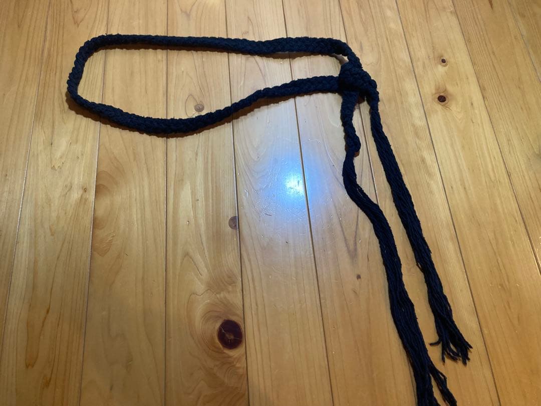 ナンバーナイン黒ブラック編み込みベルト フリンジ付きnumbernine