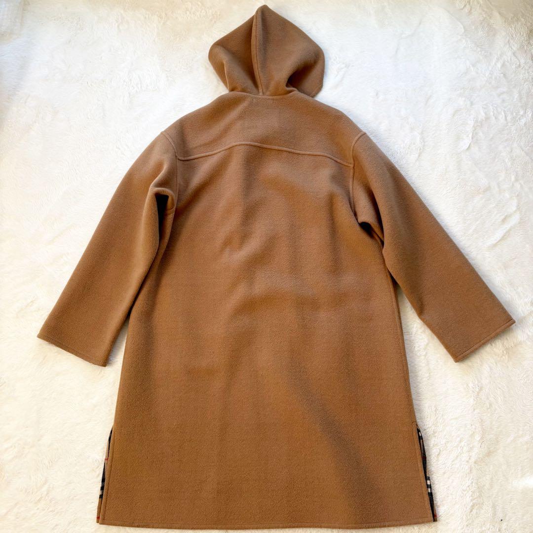 極美　バーバリーズ　ノバチェック　フーテッドコート　ダッフル　カシミヤ L