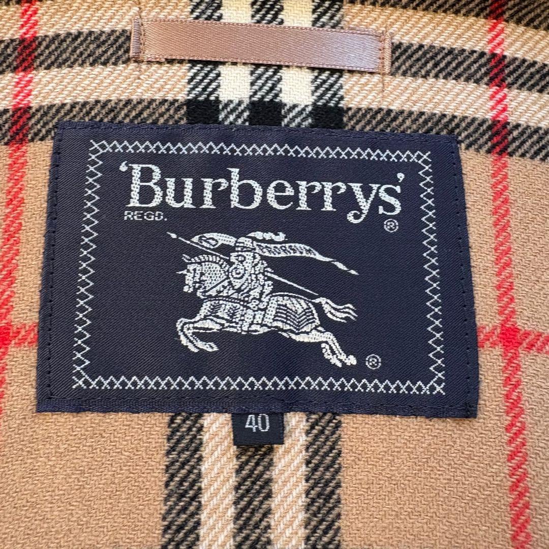 極美　バーバリーズ　ノバチェック　フーテッドコート　ダッフル　カシミヤ L