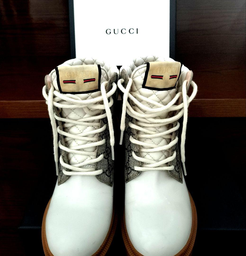 GUCCI ブーツ ホワイト/グレー