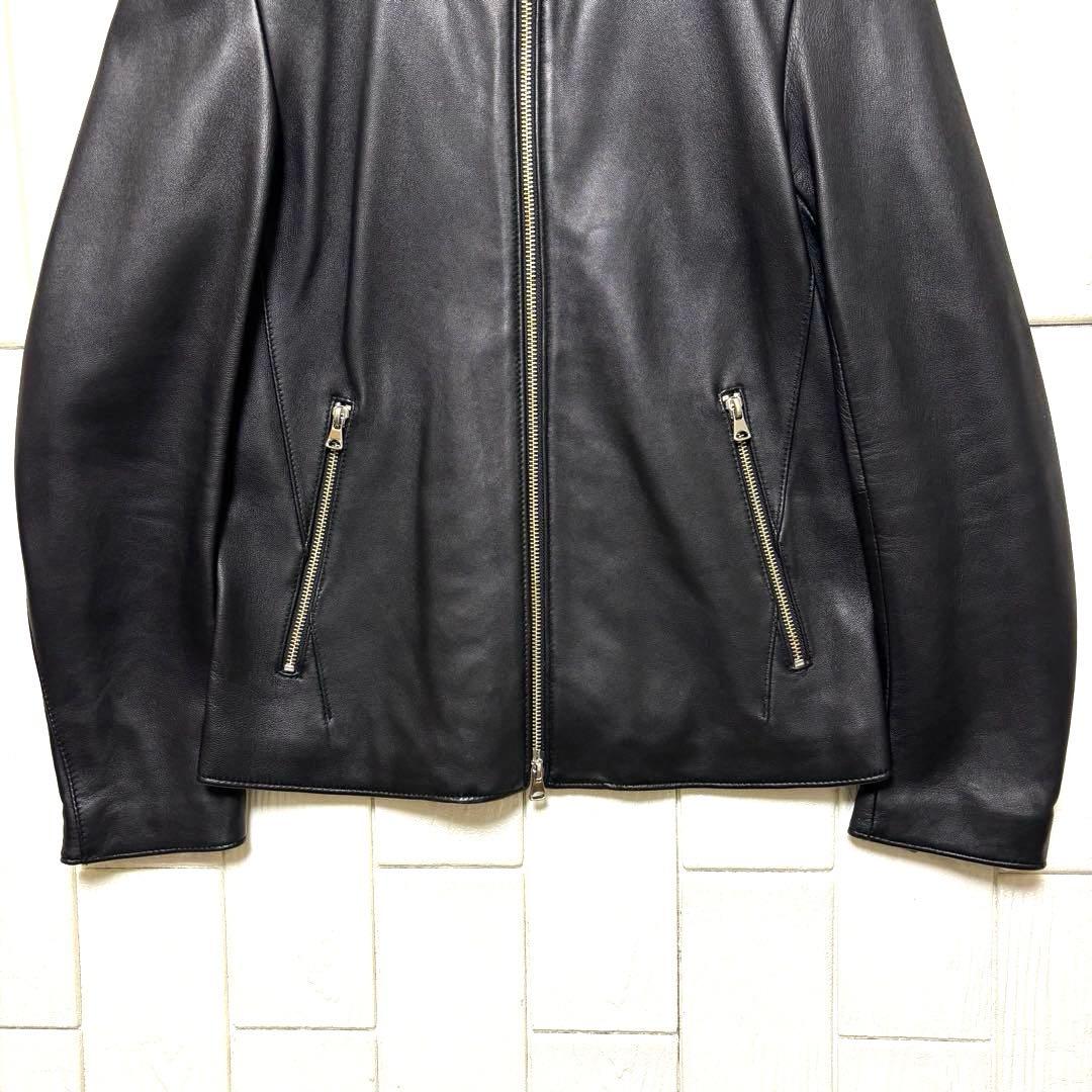 美品 STUDIOUS シングル ライダース ジャケット 羊革 ブラック 黒 M