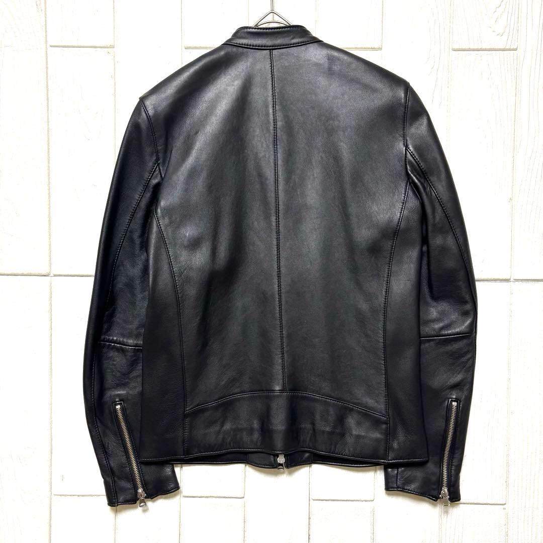 美品 STUDIOUS シングル ライダース ジャケット 羊革 ブラック 黒 M