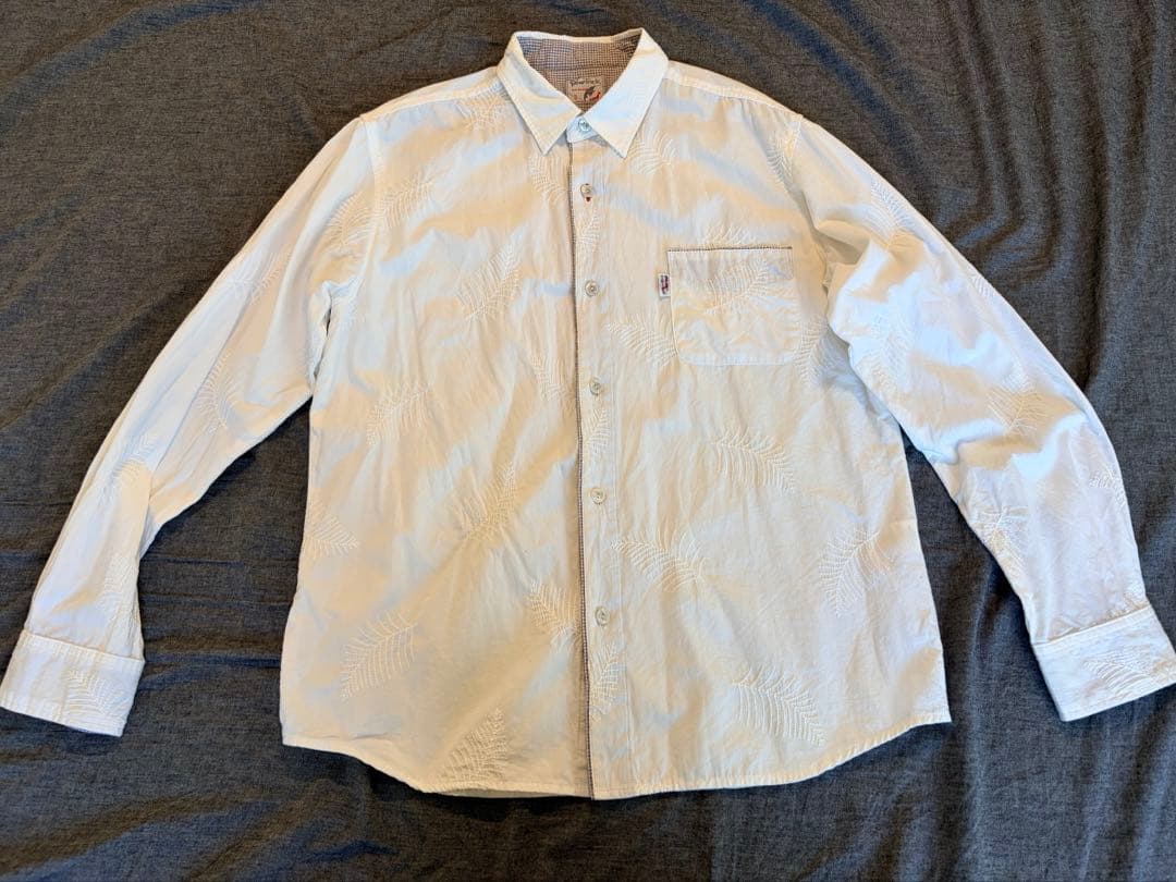 【未使用】BLUE TRICK エンブロイダリー長袖シャツ リーフ 刺繍