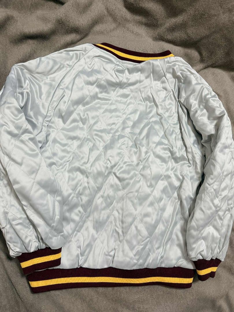 未使用 日本地図 スカジャン 鶴 unisex 美品 サテン 別珍