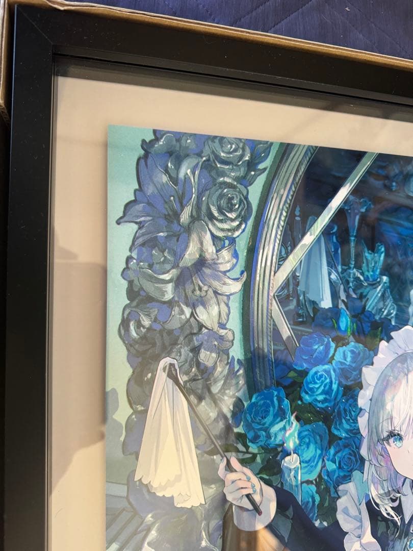 藤ちょこ メイドと青透館 直筆サイン入りジークレーA3+ スリットフレーム仕様