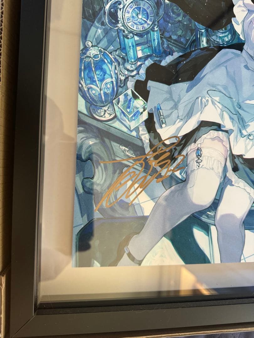 藤ちょこ メイドと青透館 直筆サイン入りジークレーA3+ スリットフレーム仕様
