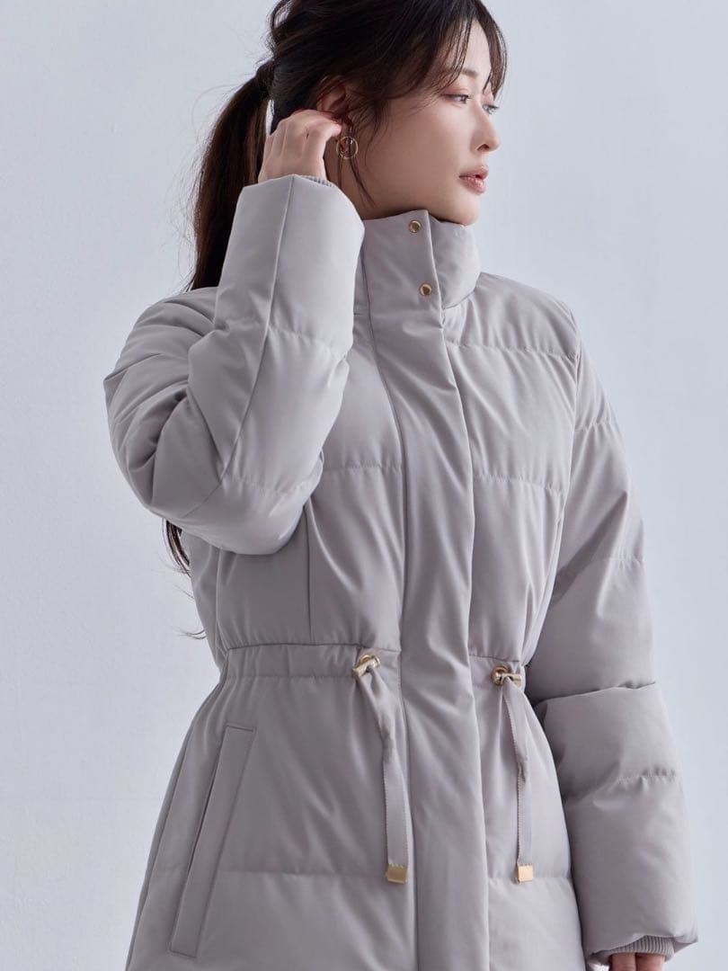 新品・未使用★overE★ストレッチダウンコート★ライトグレー★90