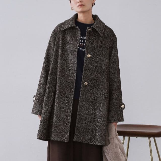 OPAQUE.CLIP　ヘリンボーンステンカラーコート