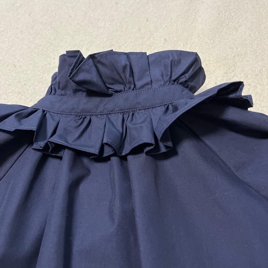 専用　美品　CADUNEカデュネ フリル衿ブラウス ボウタイ　ネイビー　紺