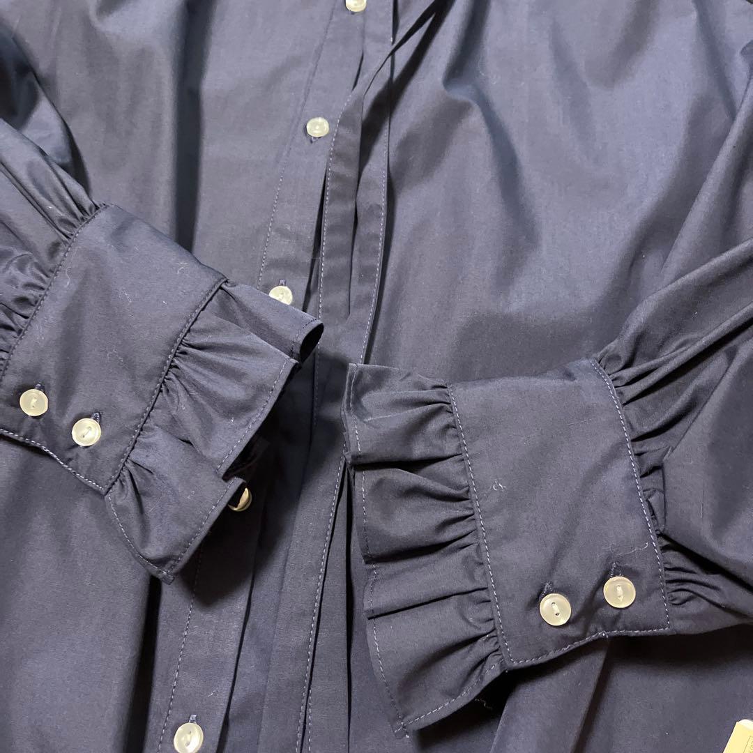 専用　美品　CADUNEカデュネ フリル衿ブラウス ボウタイ　ネイビー　紺