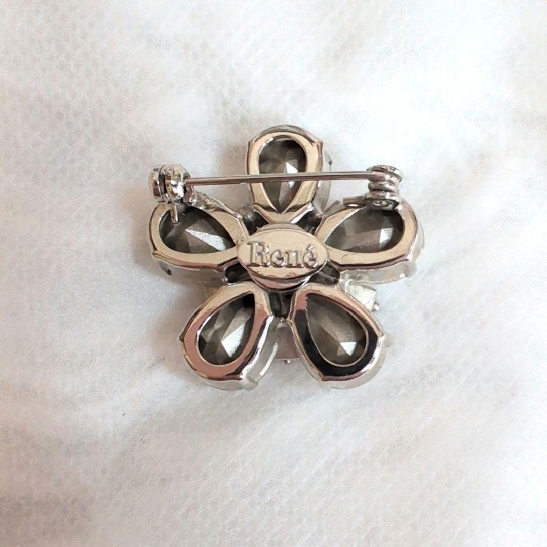 未使用級✨ルネ フラワークリスタルブローチ 桜 スワロフスキー お花モチーフ