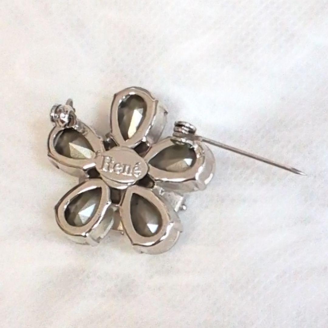 未使用級✨ルネ フラワークリスタルブローチ 桜 スワロフスキー お花モチーフ