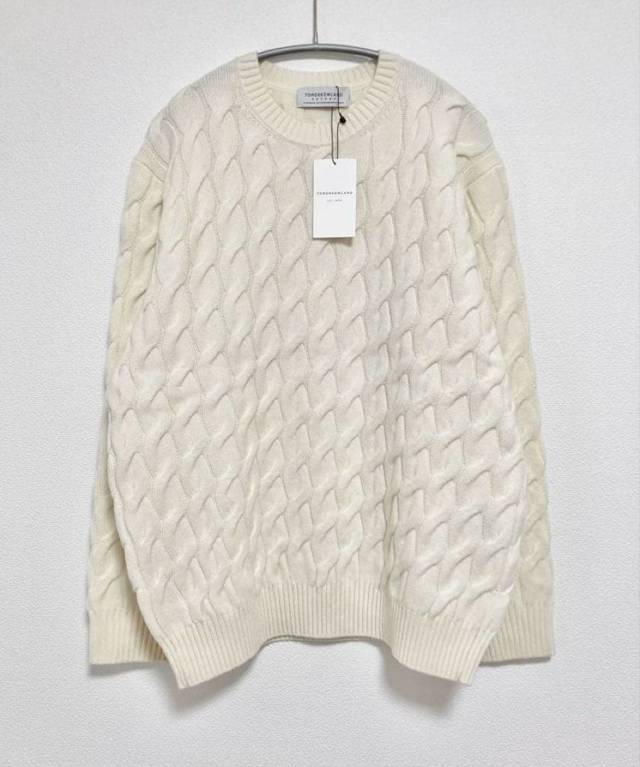 【新品タグ付】 ウール ケーブル ニット ホワイト L TOMORROWLAND