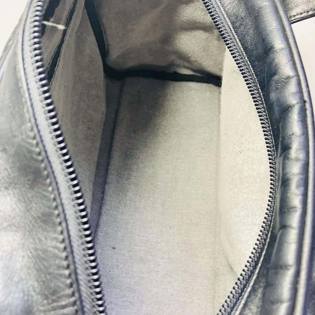 美品　ロエベ ミニボストン アマゾナ28アナグラム 金金具 レザー ブラック 黒