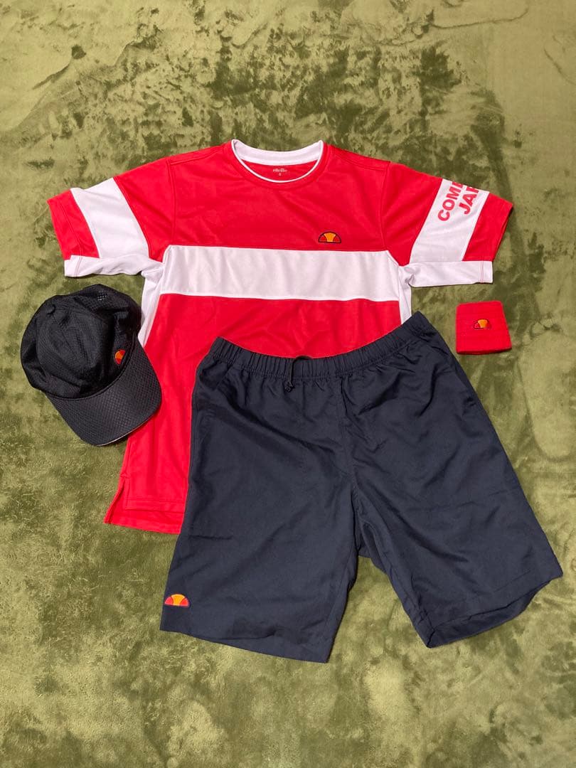 ellesseテニスTシャツ＆ハーフパンツ＆帽子＆リストバンドセット新品未使用