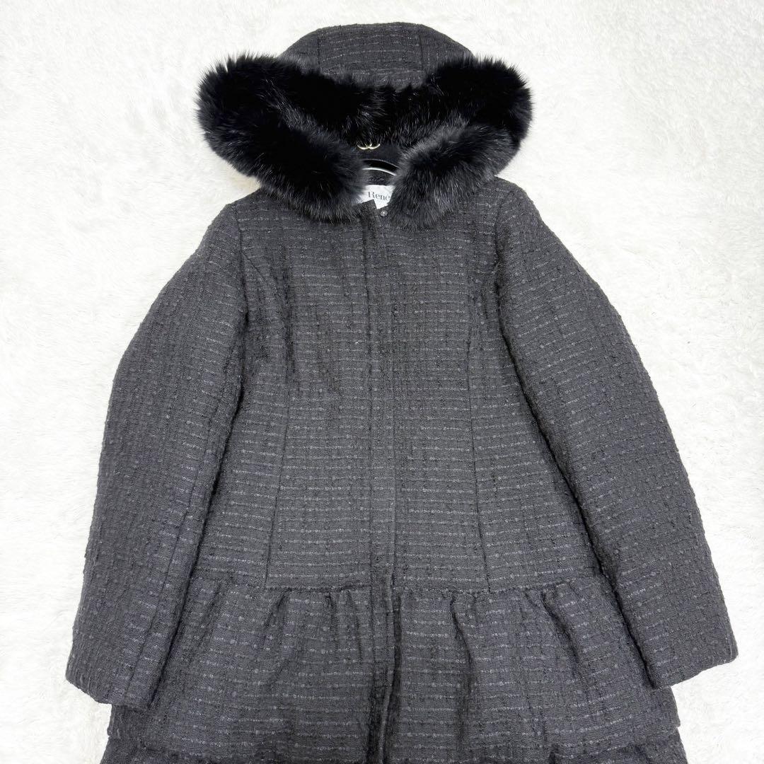 【美品✨】ルネ　ダウン　フォックスファーツイードダウンコート　38