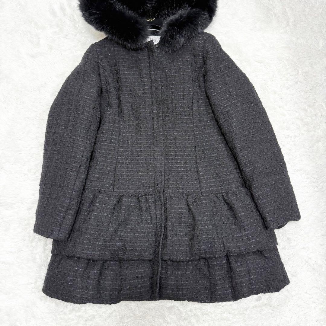 【美品✨】ルネ　ダウン　フォックスファーツイードダウンコート　38