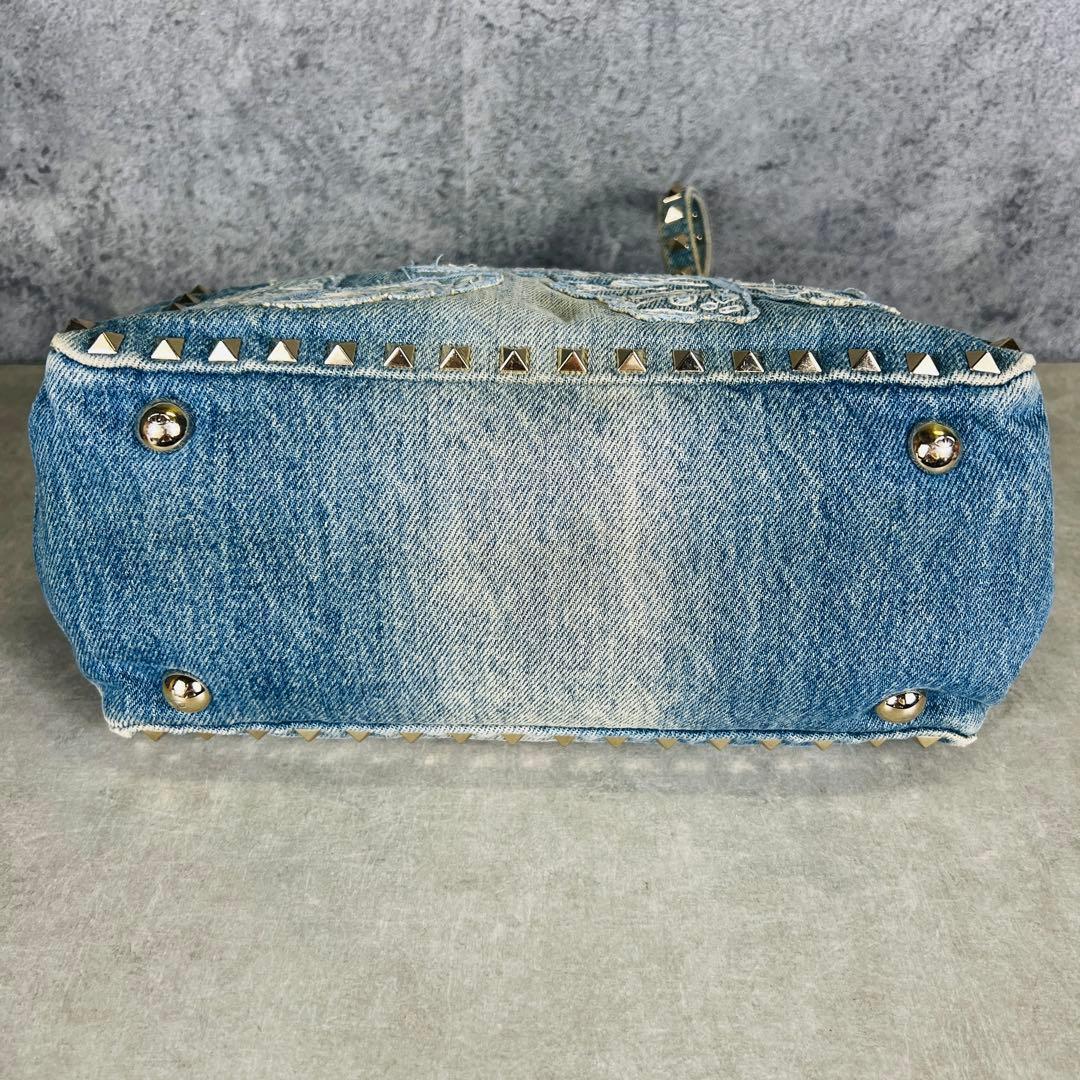 Valentino デニム 蝶 刺繍 スタッズ 2way ハンドバッグ