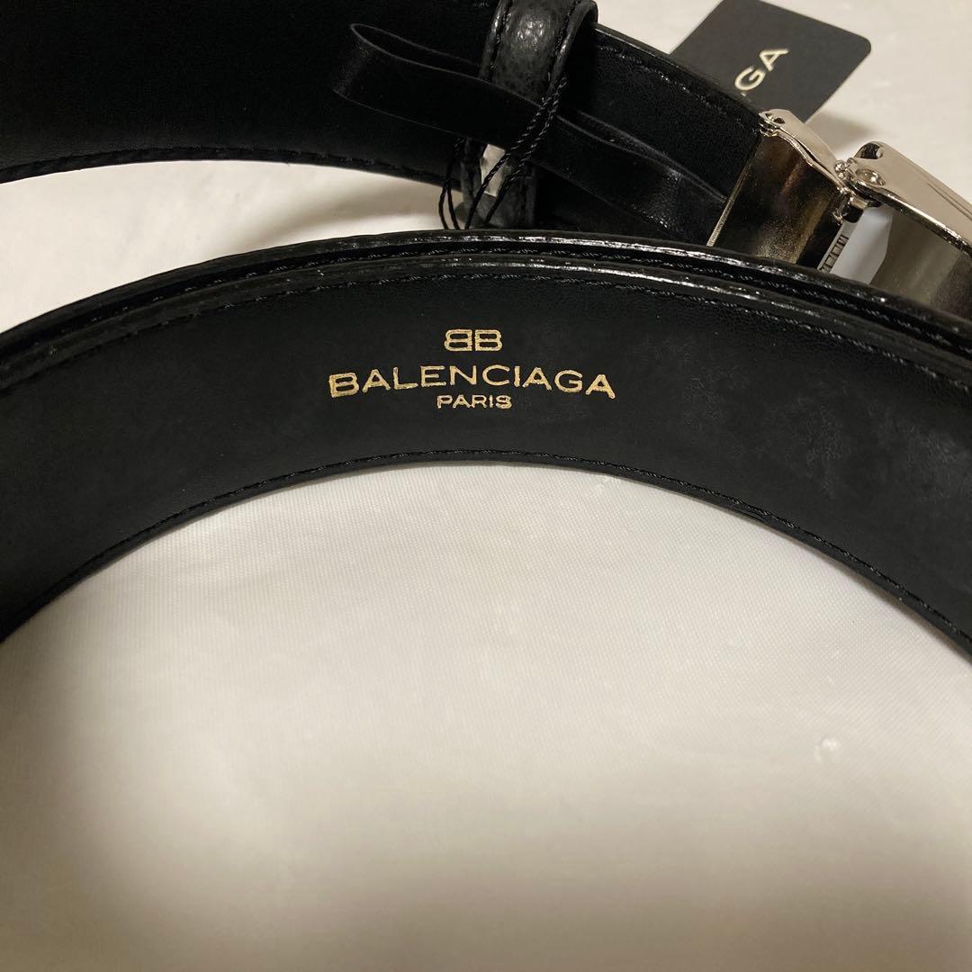 【新品タグ付箱入】バレンシアガ ベルト ★レザー.BBロゴバックル .ブラック