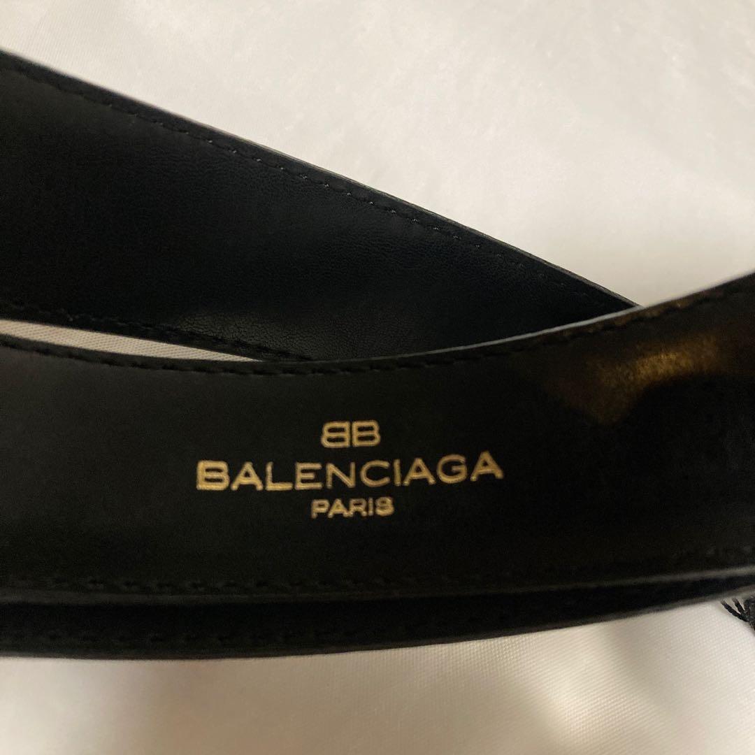 【新品タグ付箱入】バレンシアガ ベルト ★レザー.BBロゴバックル .ブラック