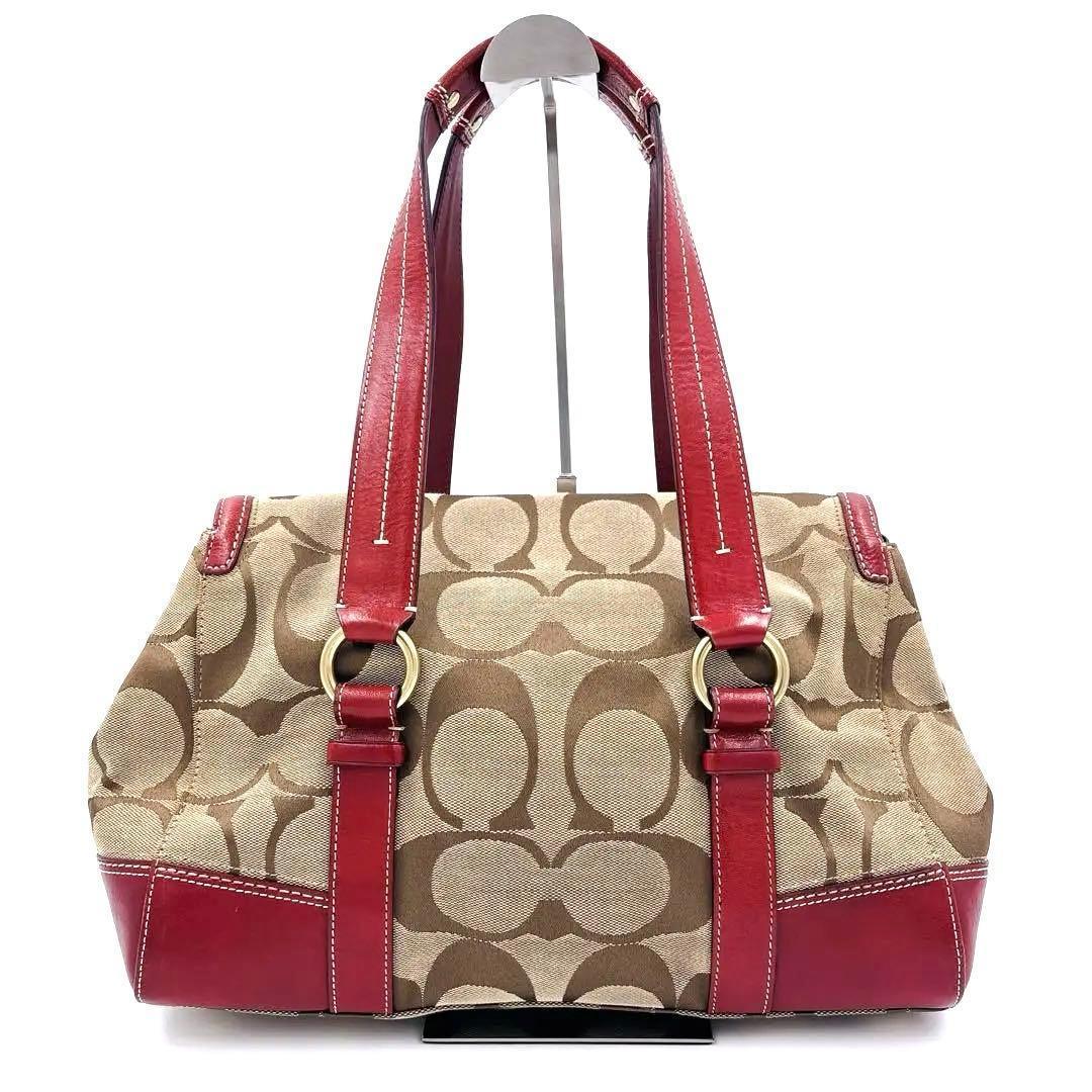 COACH シグネチャー レザーキャンバス ハンドバッグ 00s Y2K