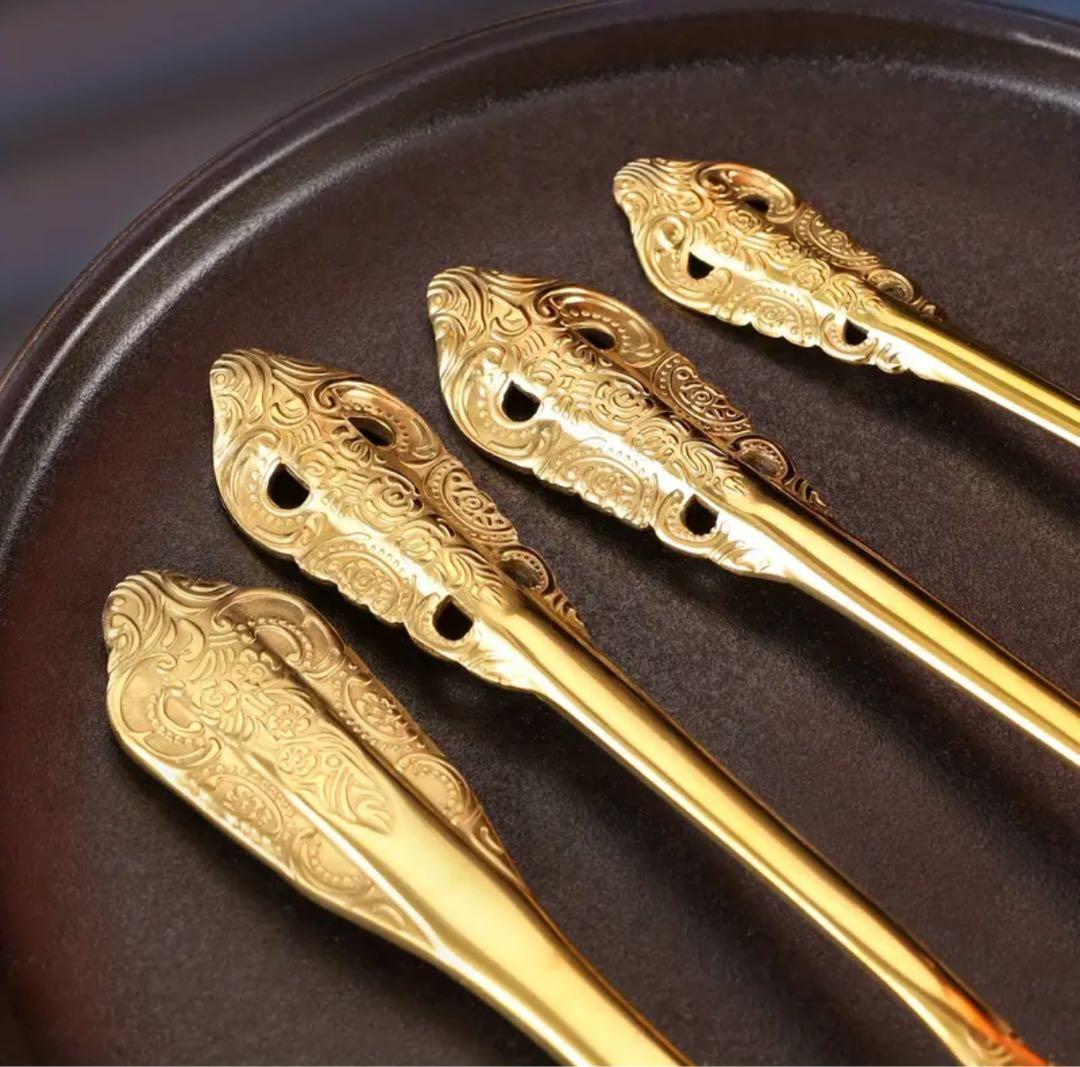 食器セット　スプーン　フォーク　ナイフ　ステンレス製　真鍮風　レトロ