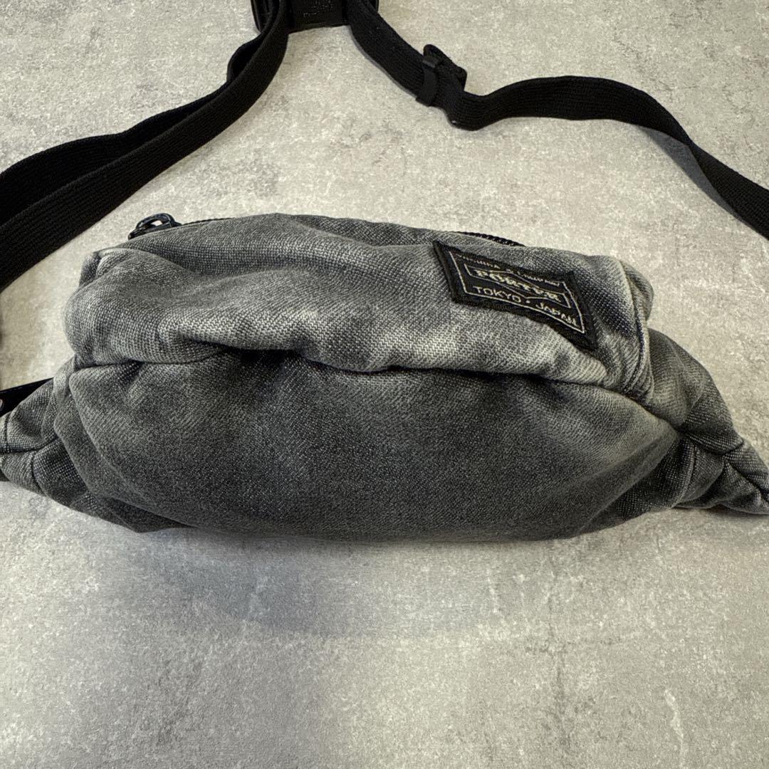 PORTER×B印 YOSHIDA ウエストバッグ ケミカルウォッシュ 黒