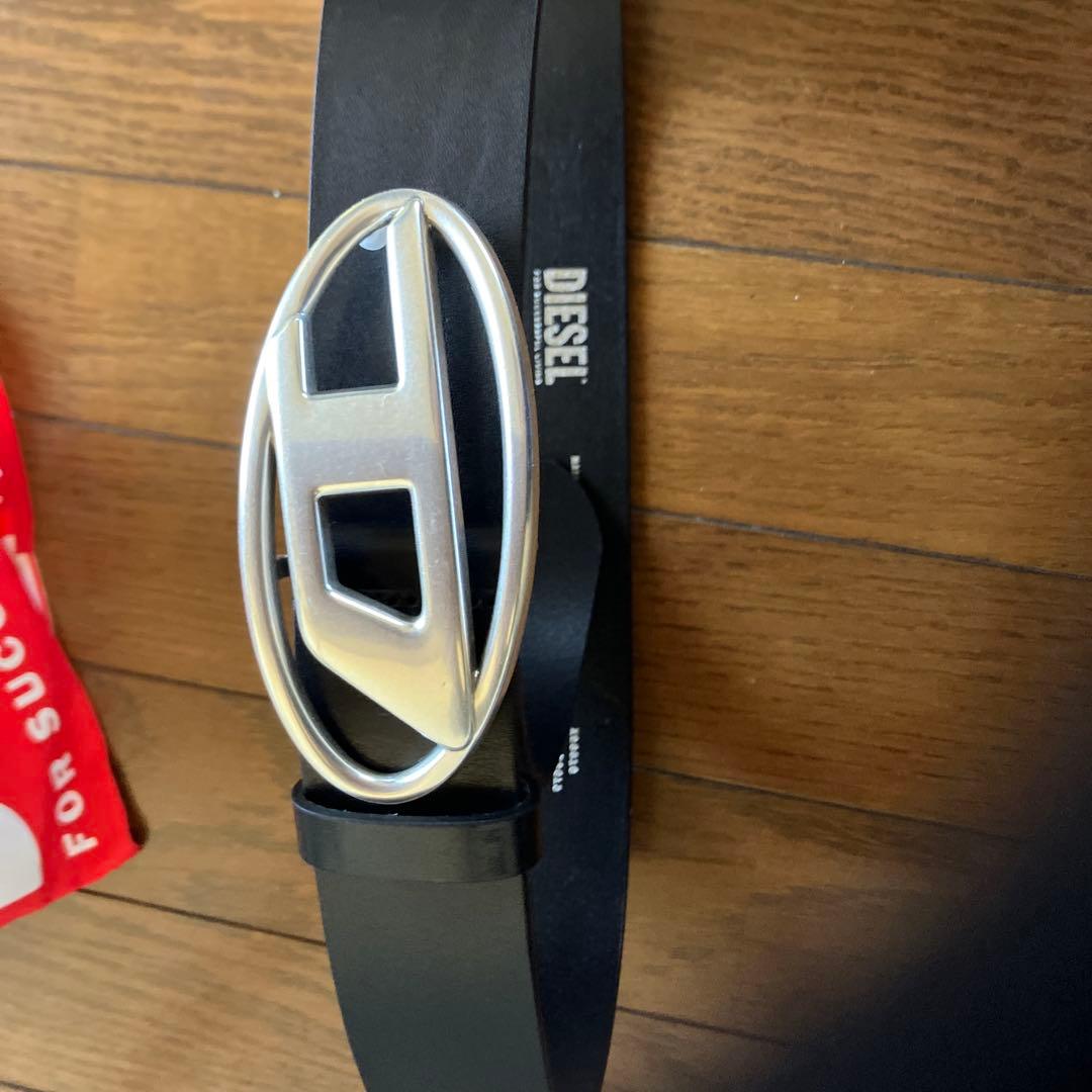 DIESEL ディーゼル Dロゴ バックル レザーベルト ブラック　80