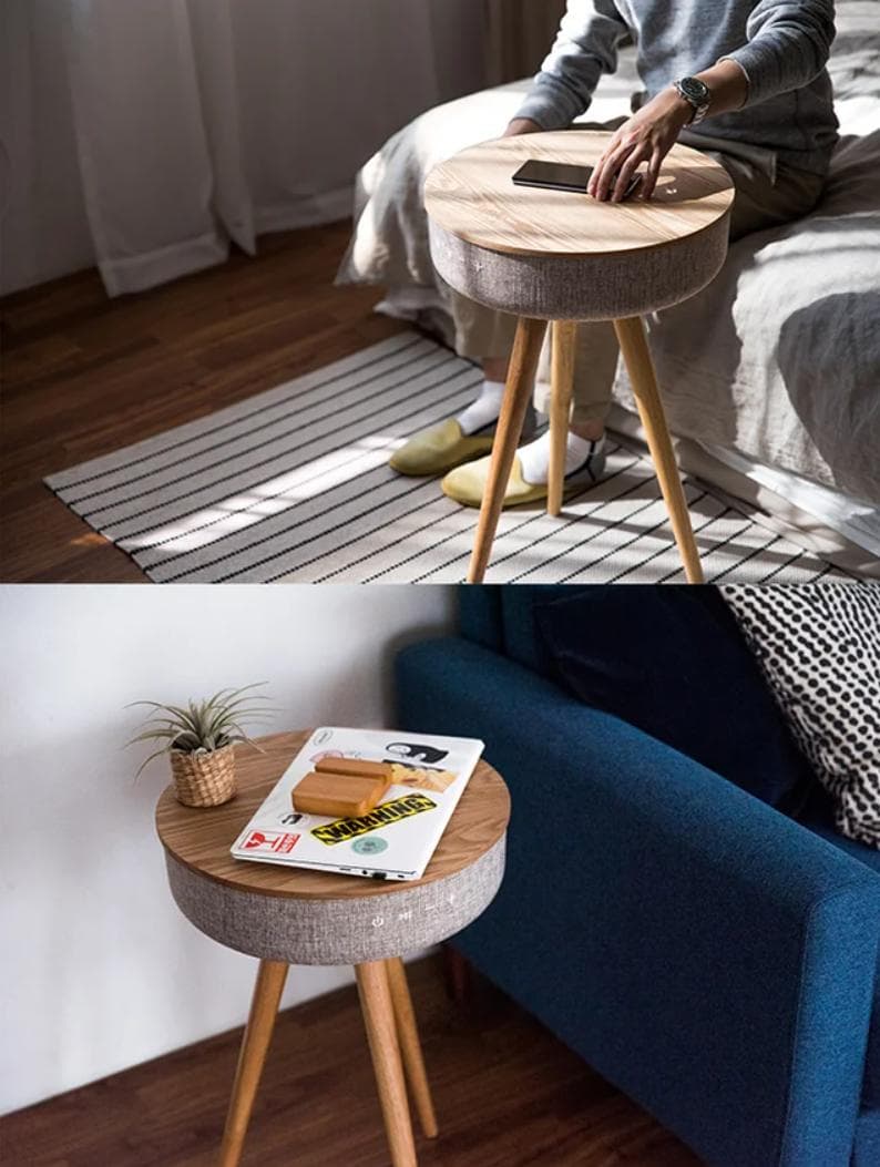 無線充電可能 360°スピーカー内蔵 サイドテーブル「MellowW501T」