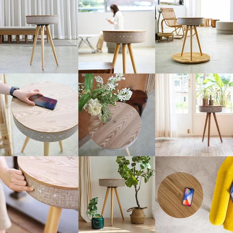 無線充電可能 360°スピーカー内蔵 サイドテーブル「MellowW501T」