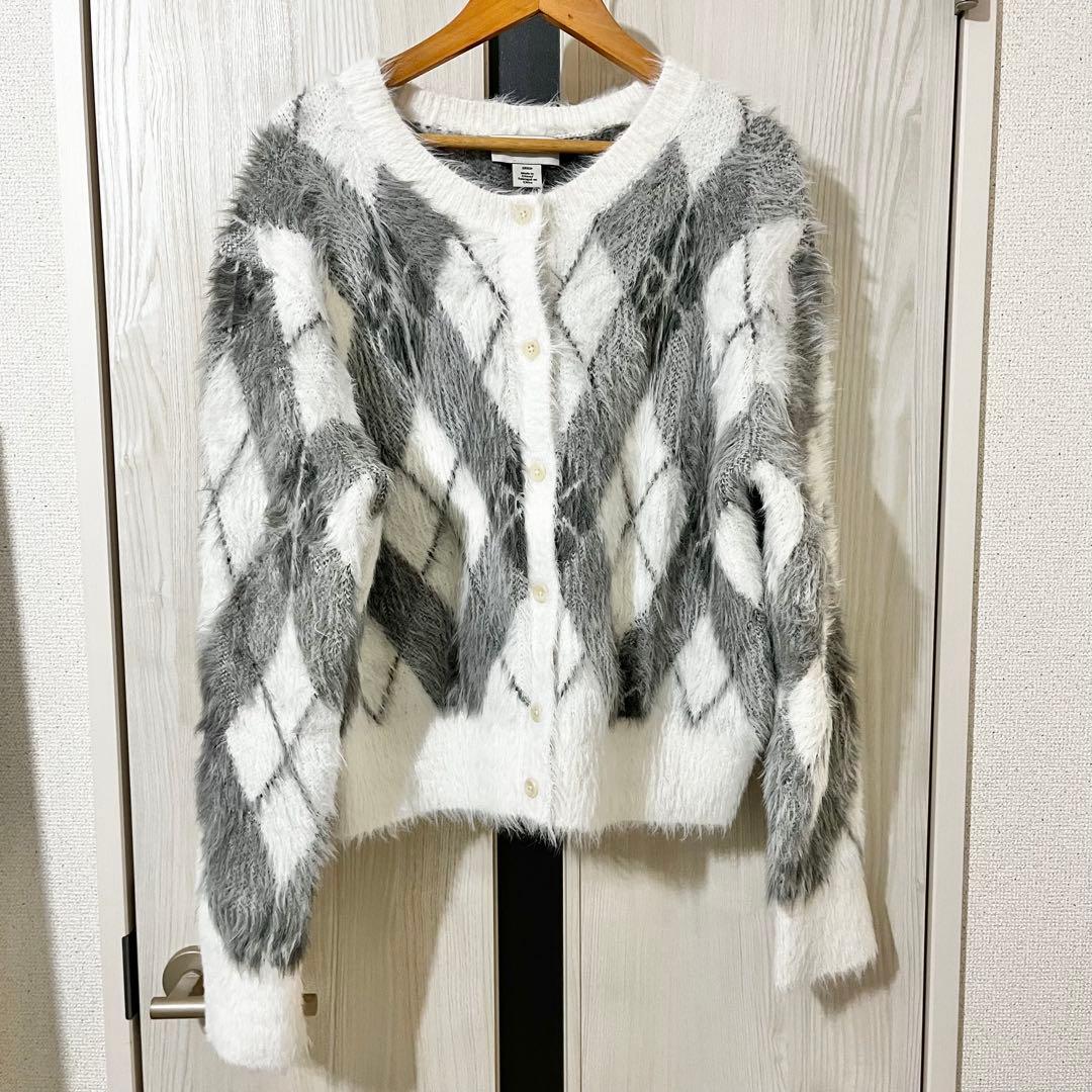 美品   アーガイルセーター シャギーニット