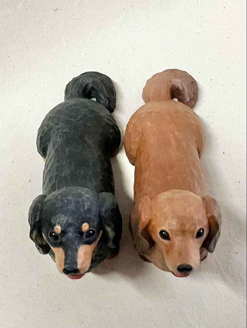 ち*♪様 木彫り　ダックスフント(レッド)